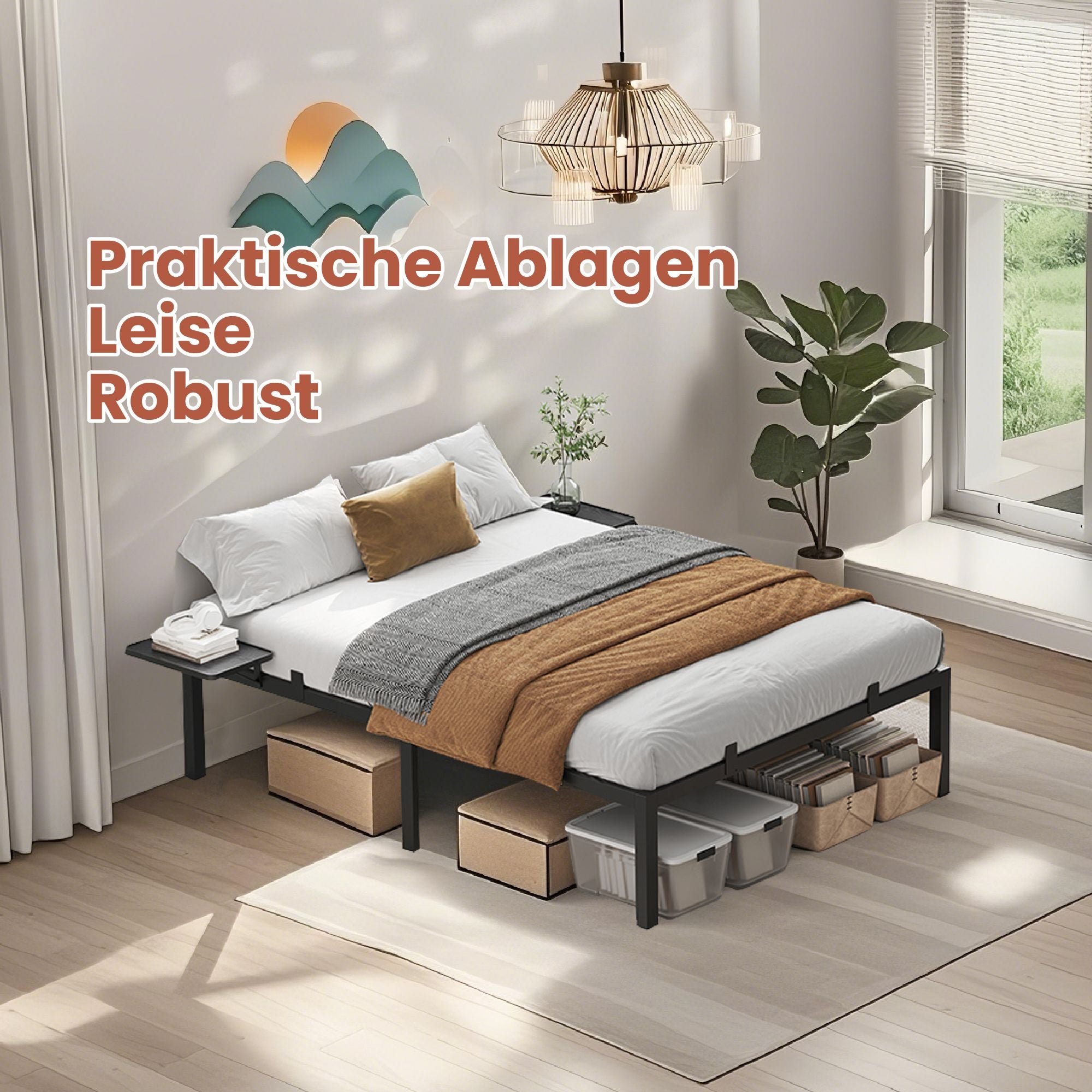 Bedframe - 140 x 190 cm, robust metallram