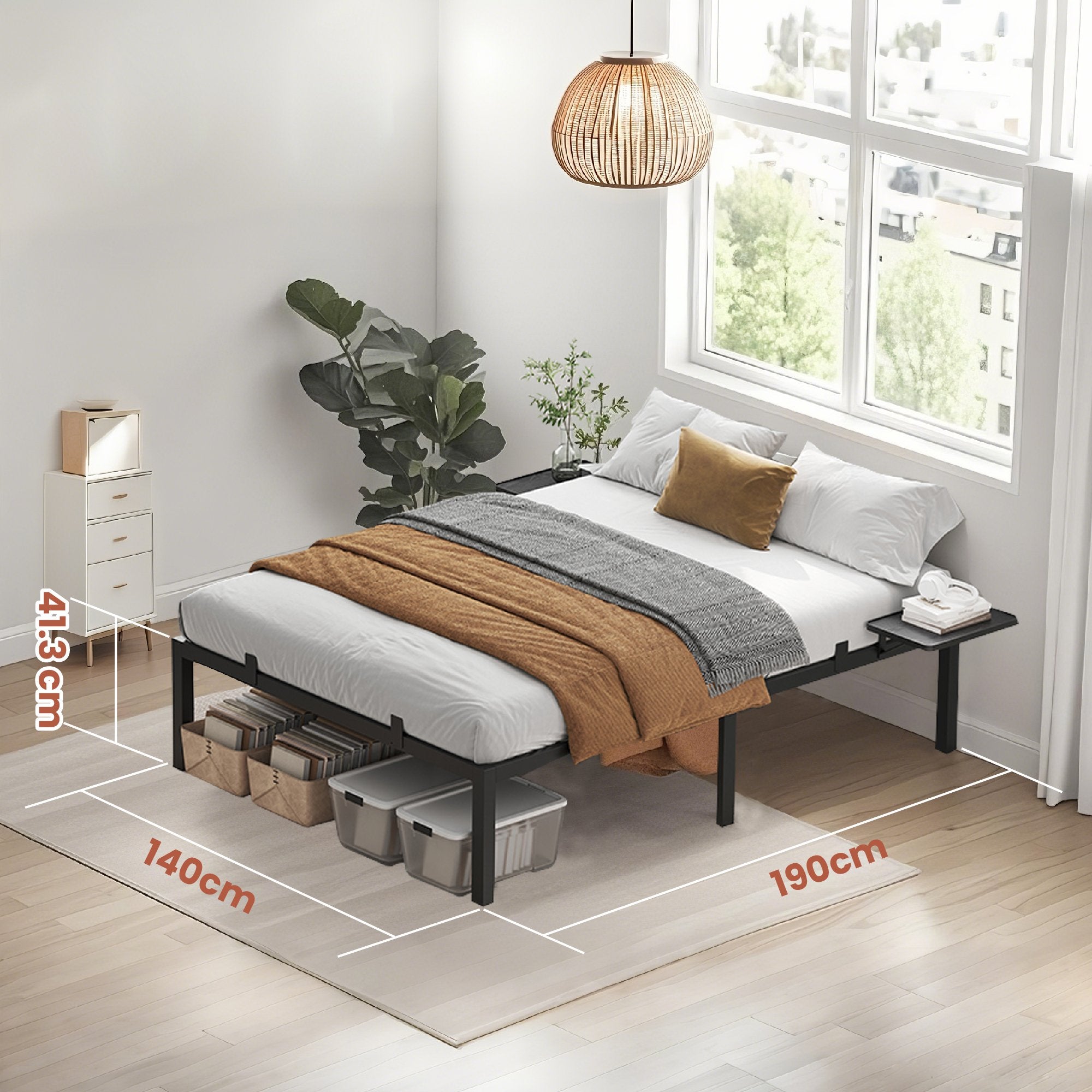 Bedframe - 140 x 190 cm, robust metallram