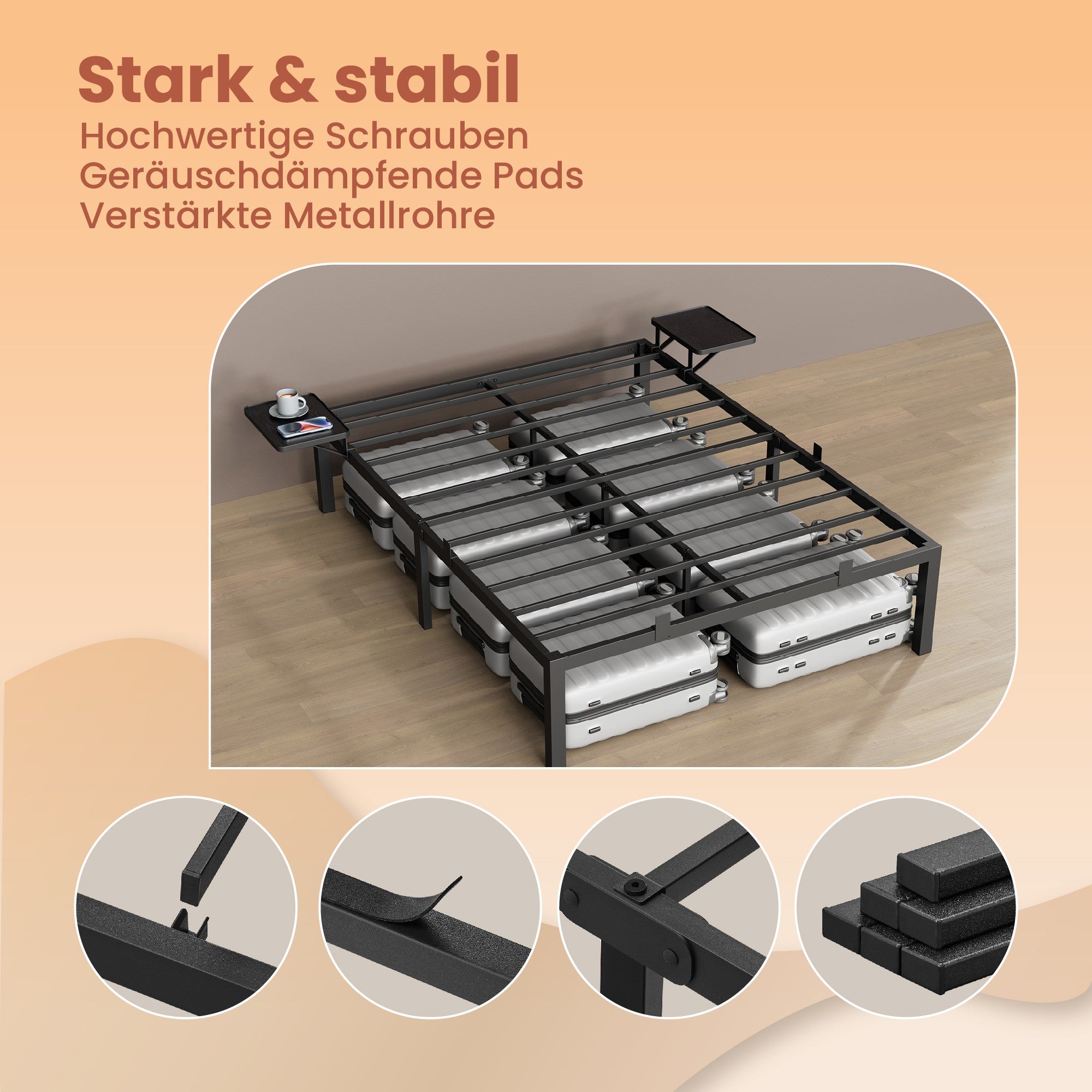 Bedframe - 140 x 190 cm, robust metallram