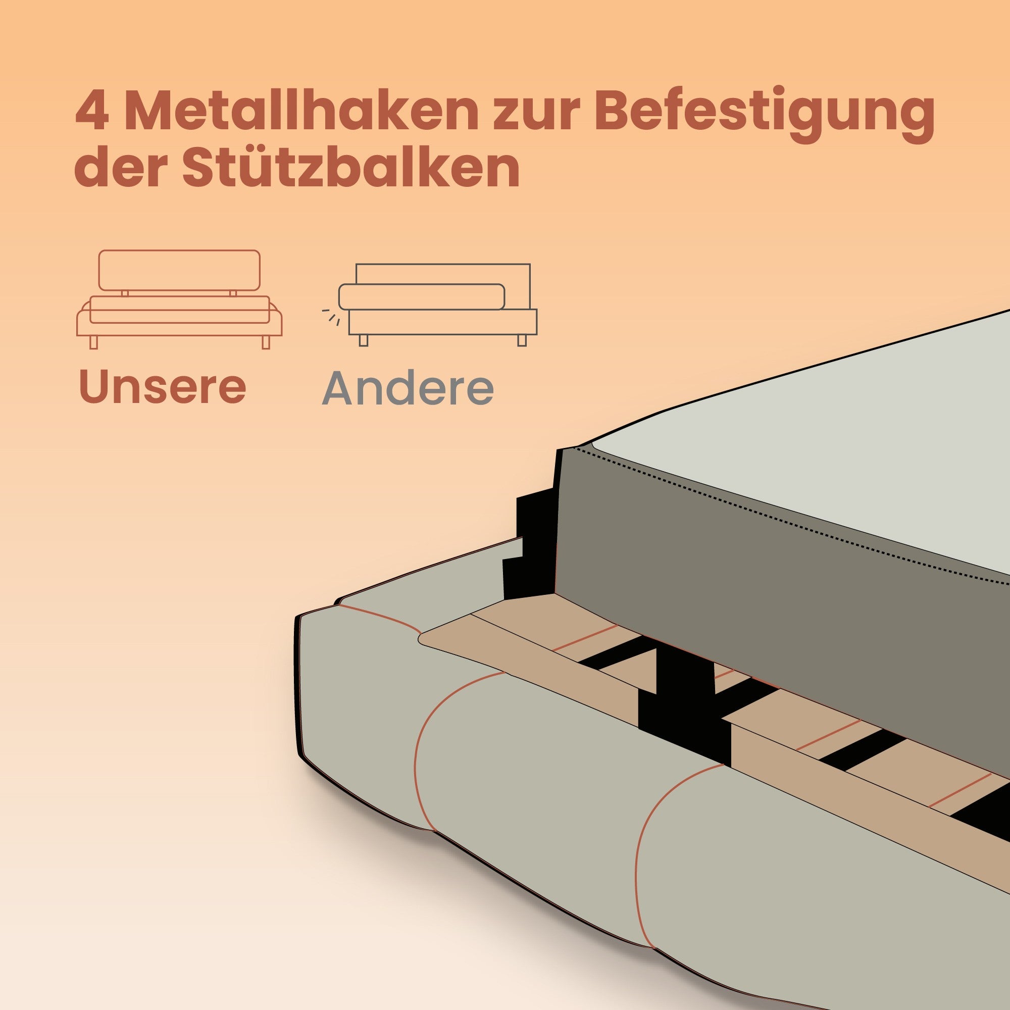 Bedframe - 140 x 190 cm, robust metallram
