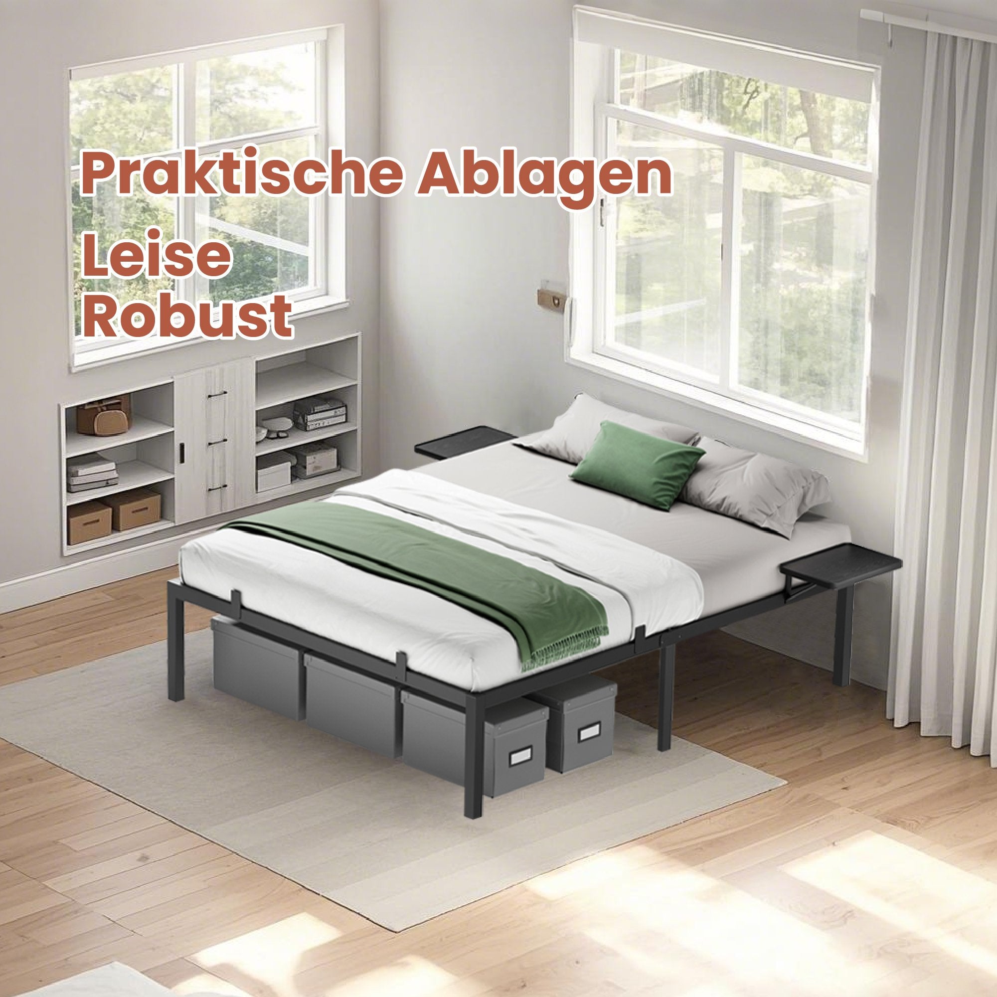 Bedframe - 160 x 200 cm, robust metallram