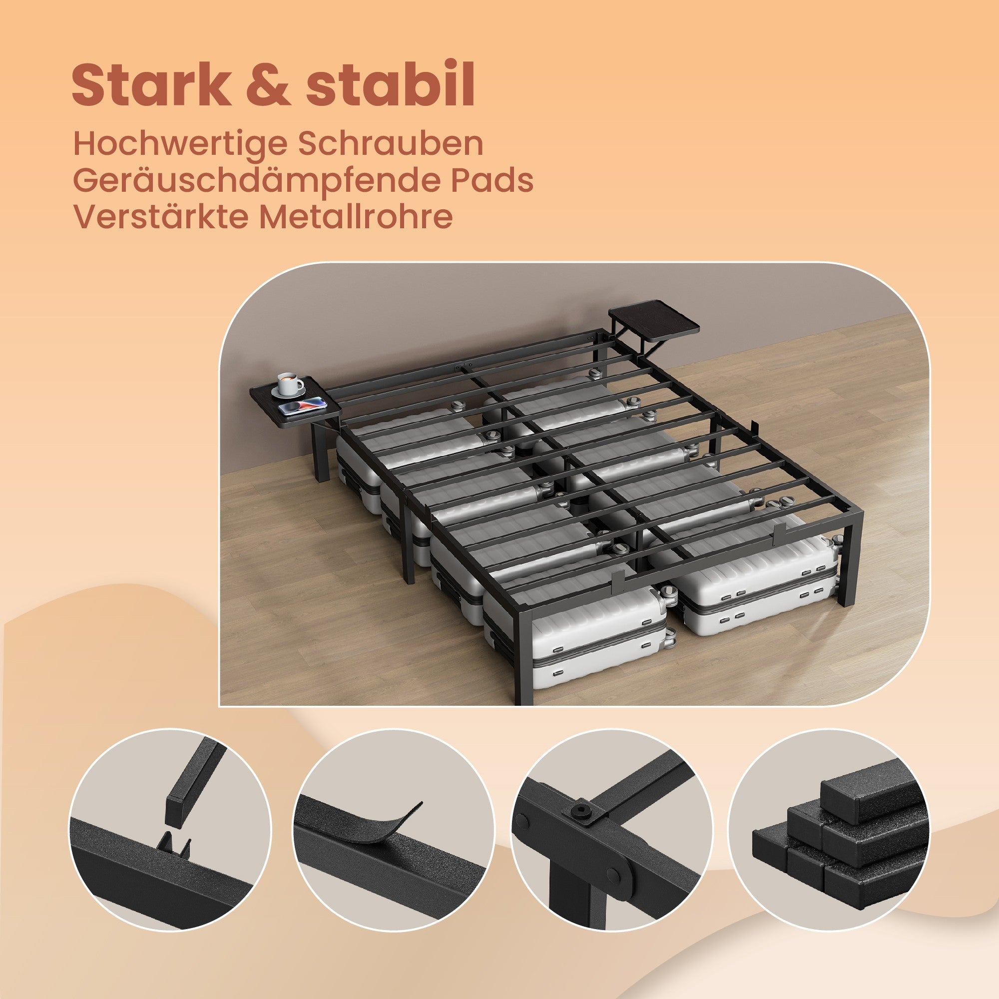 Bedframe - 160 x 200 cm, robust metallram