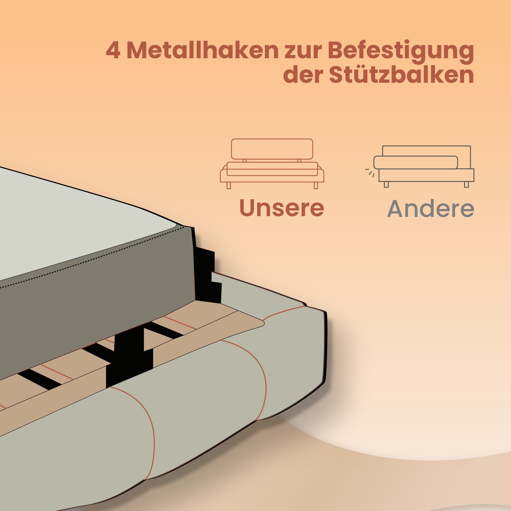 Bedframe - 160 x 200 cm, robust metallram