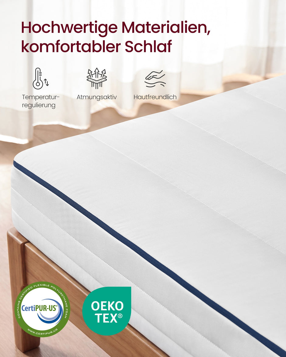 Matras - Eenpersoons - 90 x 200 cm - Gel Traagschuim - Wit