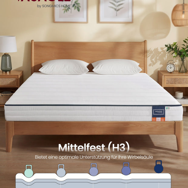 Matras - Tweepersoons - 140 x 200 cm - Gel Traagschuim - Wit