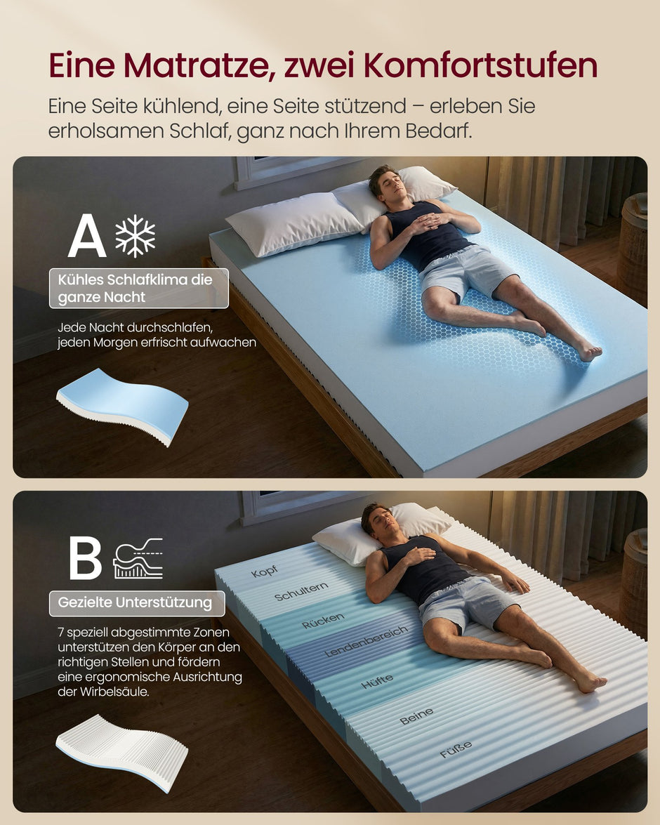 Matras - 140 x 200 cm - Gel-traagschuim - 12 cm dik - Wit - 9,2 kg