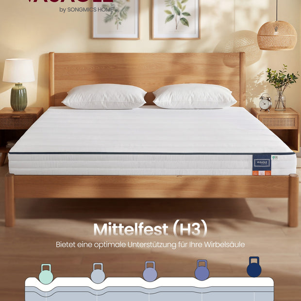 Matras - 160 x 200 cm - gel-traagschuim - ademend - afneembare hoes - 12 cm dik - wit - max. gewicht 10,6 kg