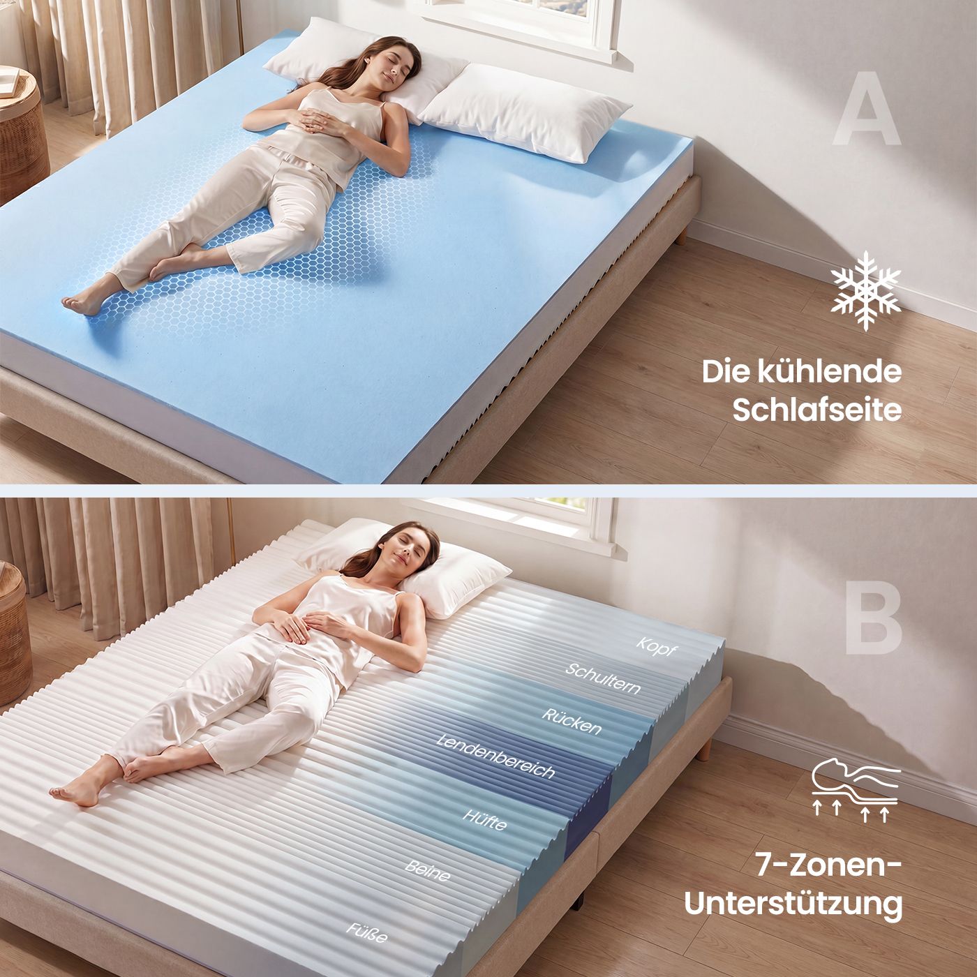 Matras - Tweepersoons - 160 x 200 cm - Gel Traagschuim - Wit