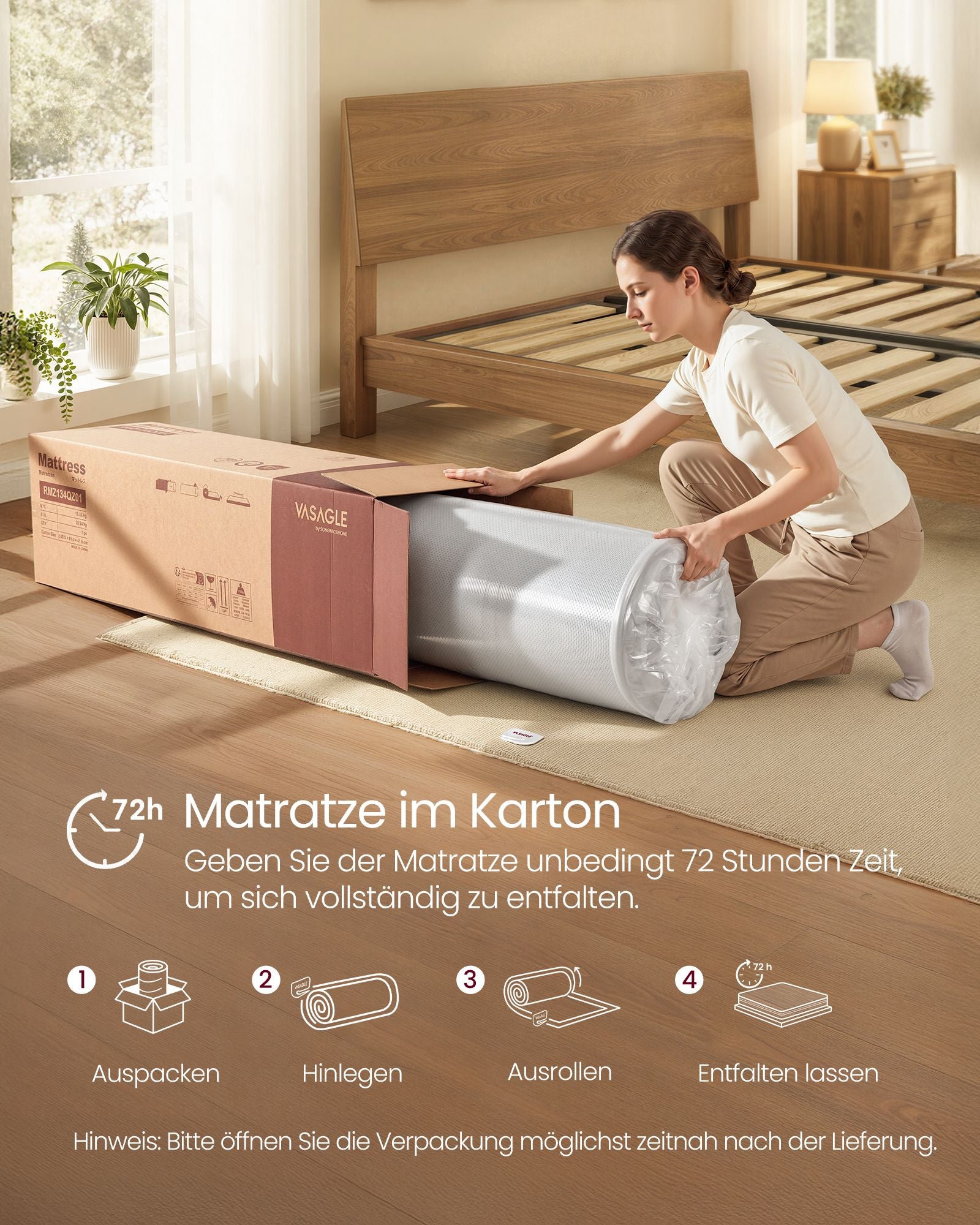 Matras - 90 x 200 cm - Gel-traagschuim - Middelhard - 20 cm dik - Blauw - 12,7 kg