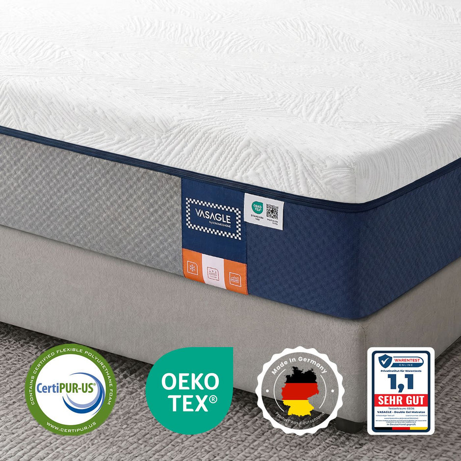 Matras - 140 x 200 x 25 cm - Gel Traagschuim - 7 Zones - Blauw