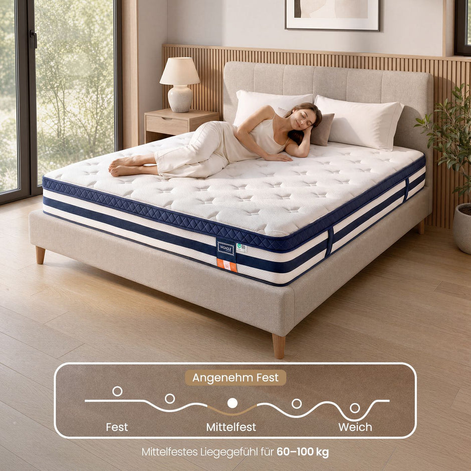 Pocketveringmatras - 7 Zones - Gel-Traagschuim - 160 x 200 cm - Blauw