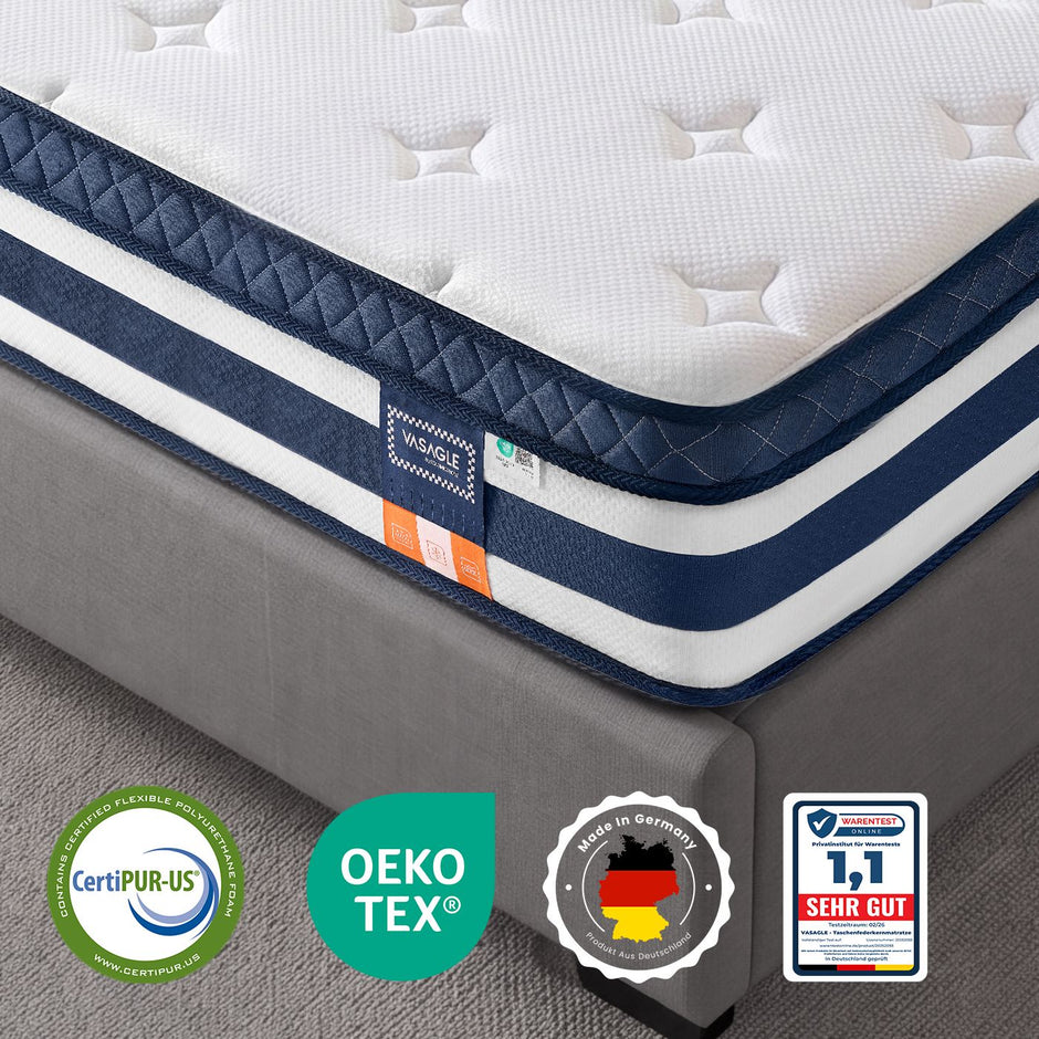 Pocketveringmatras - 7 Zones - Gel-Traagschuim - 180 x 200 cm - Blauw