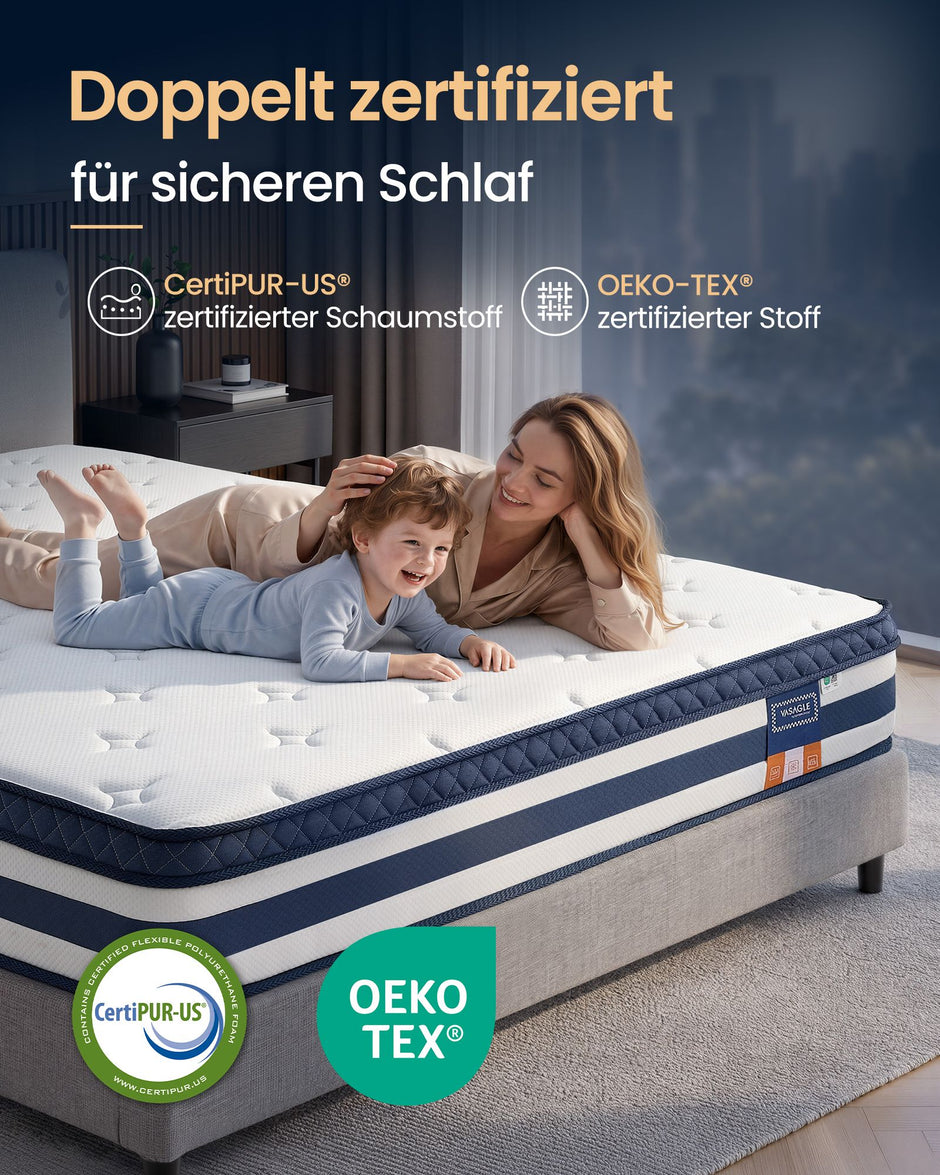 Pocketveringmatras - 7 Zones - Gel-Traagschuim - 180 x 200 cm - Blauw
