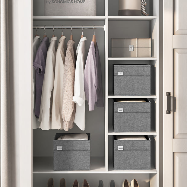 Förvaringslådor set om 2 med duvgrå handtag