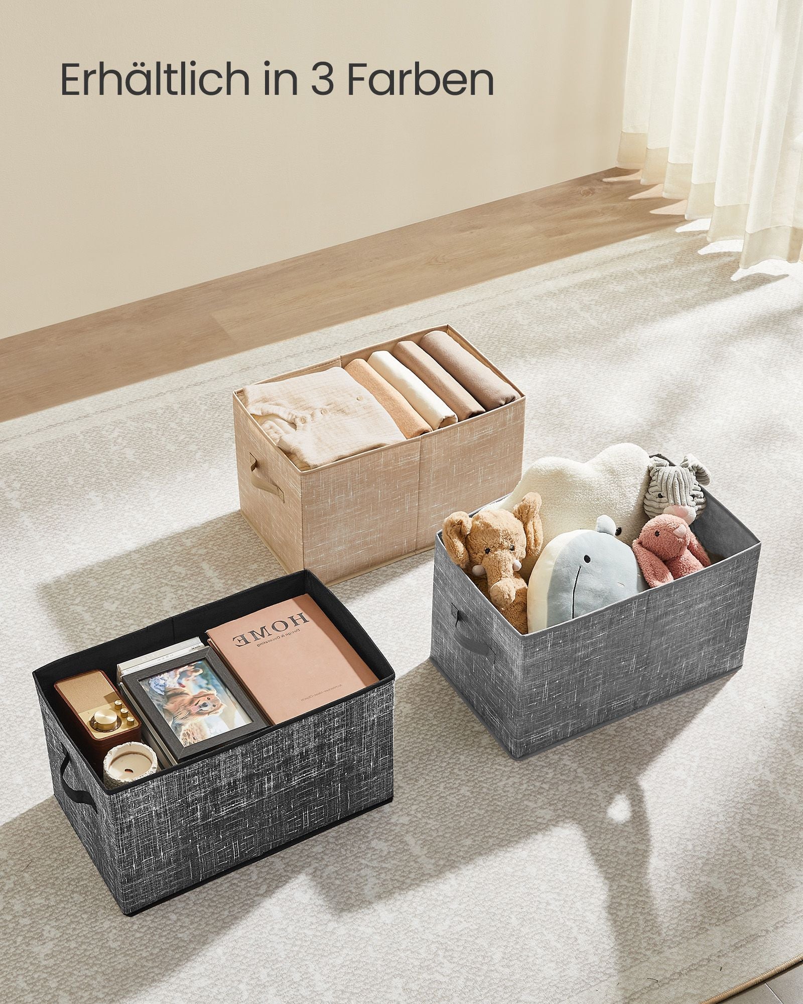 Lagringslådor uppsättningar av 3 50 x 30 x 30 cm sand beige