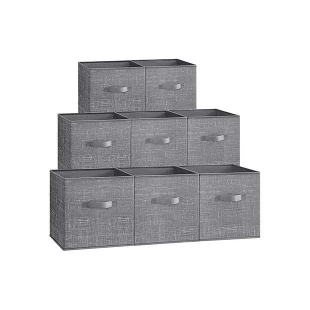 Förvaringslådor set om 8 – Fibertyg – Grå
