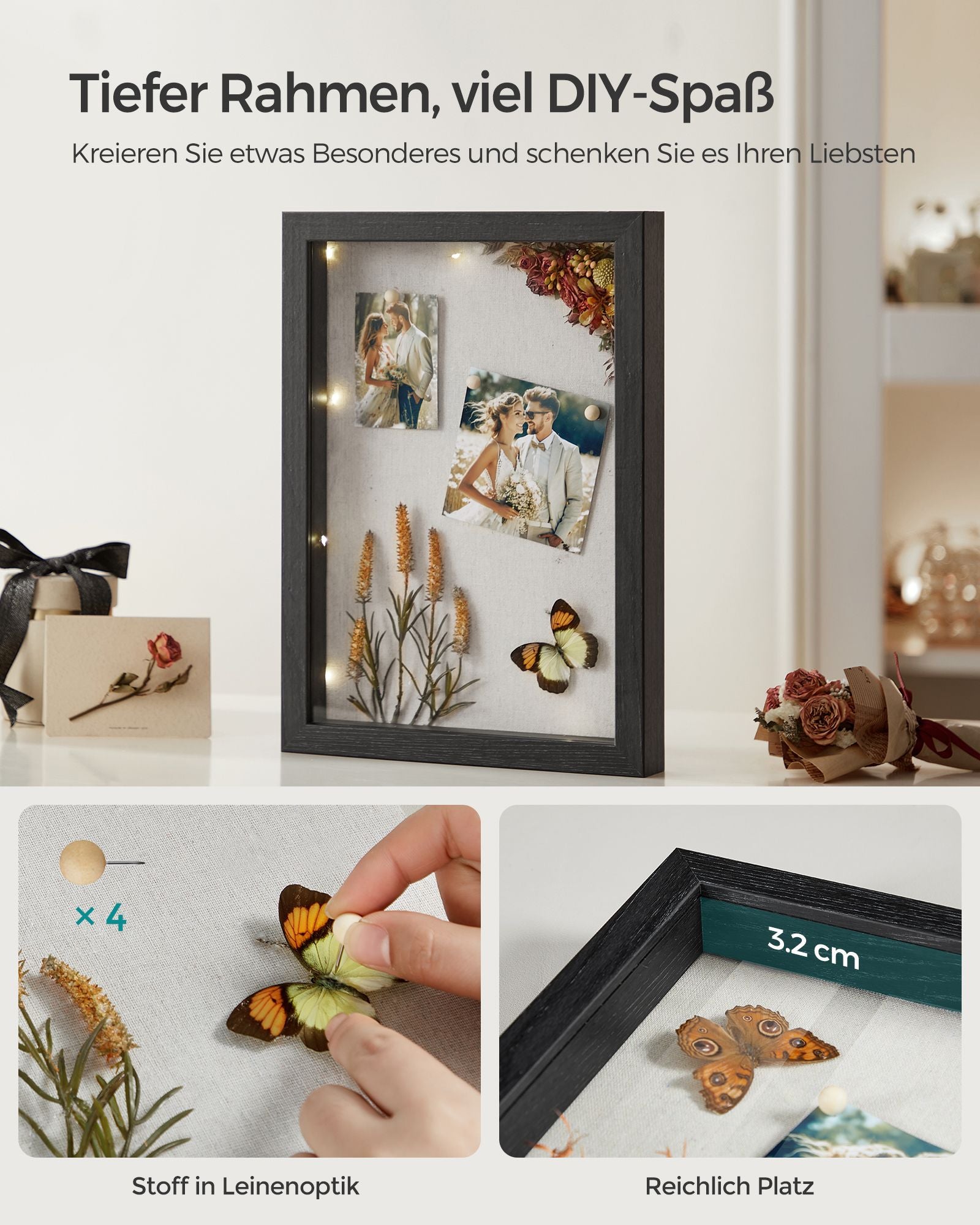 Fotoram A4 med vägg hak essenzwart