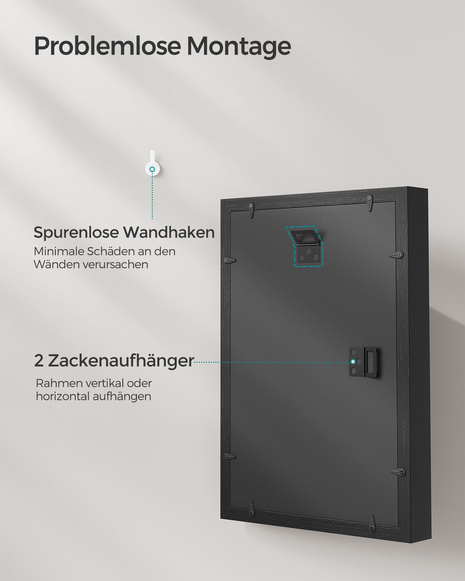 Fotoram A4 med vägg hak essenzwart