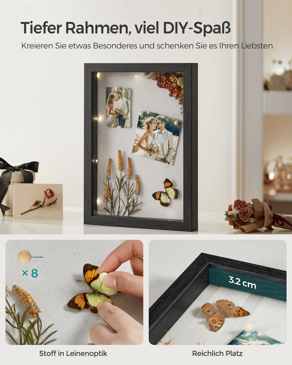 Fotorram A4 med väggkrokar - Aszwart