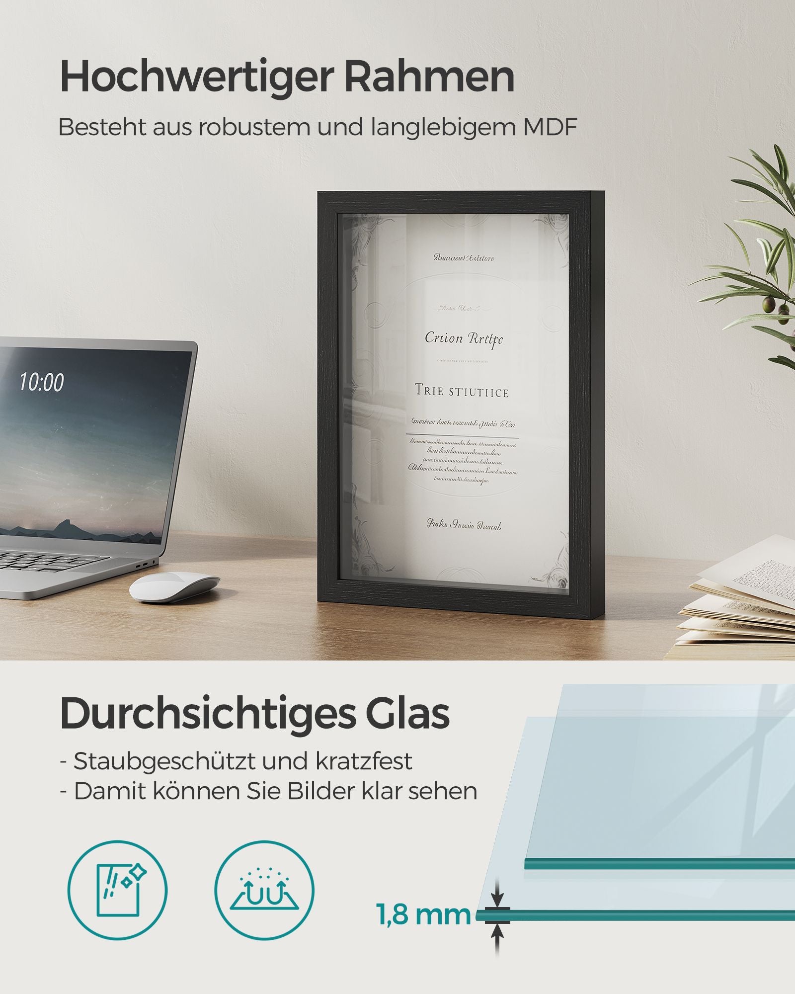 Fotorram A4 med väggkrokar - Aszwart