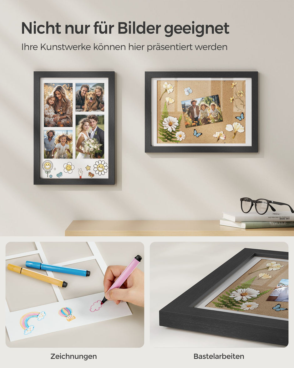 Fotoram – A4 för flera bilder – asksvart