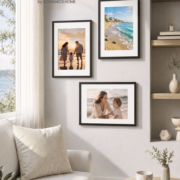 Fotolijsten – Set van 3 – A3 – Met Sporloze Wandhaken – Ophangen of Neerzetten – Zwart