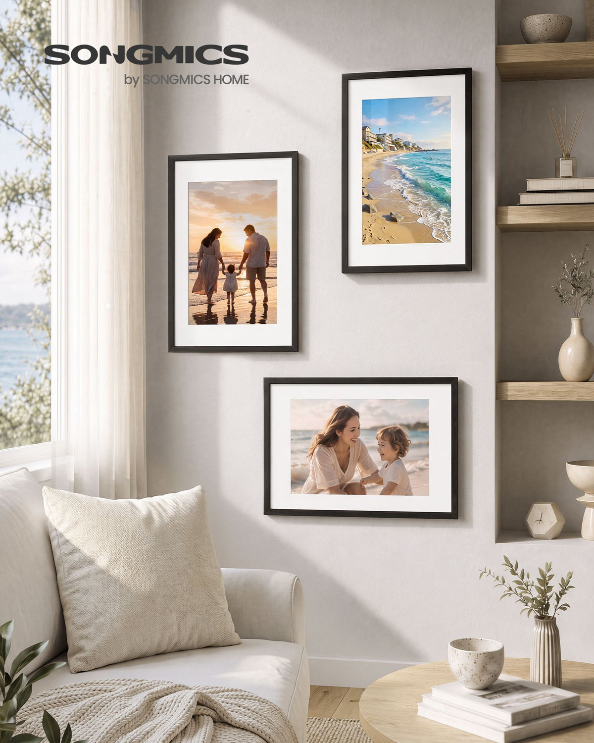 Fotolijsten – Set van 3 – 40 x 60 cm – Met Sporloze Wandhaken – Ophangen of Neerzetten – Zwart