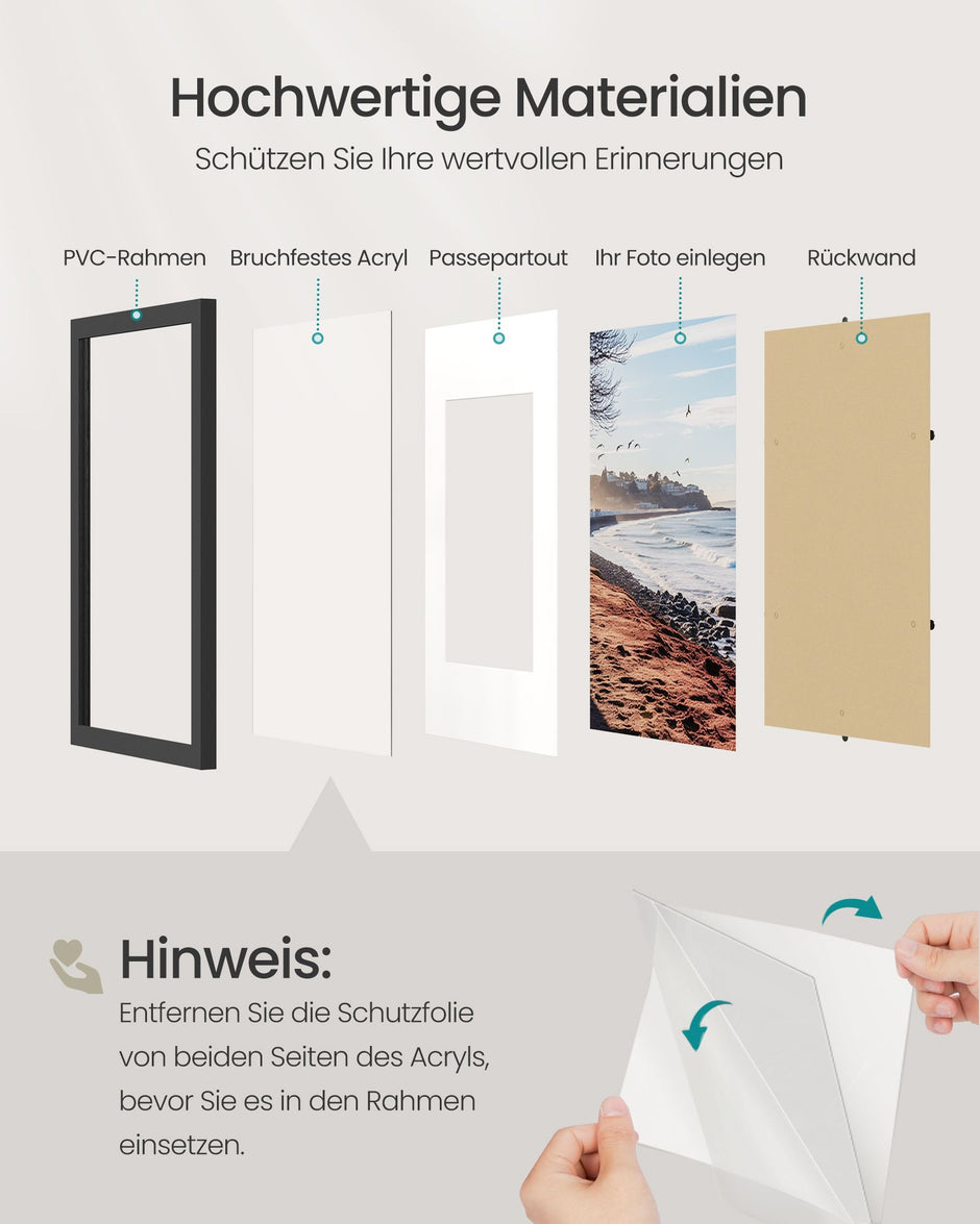 Fotolijst – 20 x 30 cm – Met Sporloze Wandhaken – Ophangen of Neerzetten – Zwart
