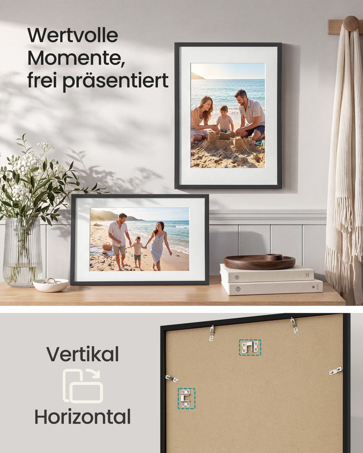 Fotolijst – 40 x 60 cm – Met Sporloze Wandhaken – Ophangen of Neerzetten – Zwart
