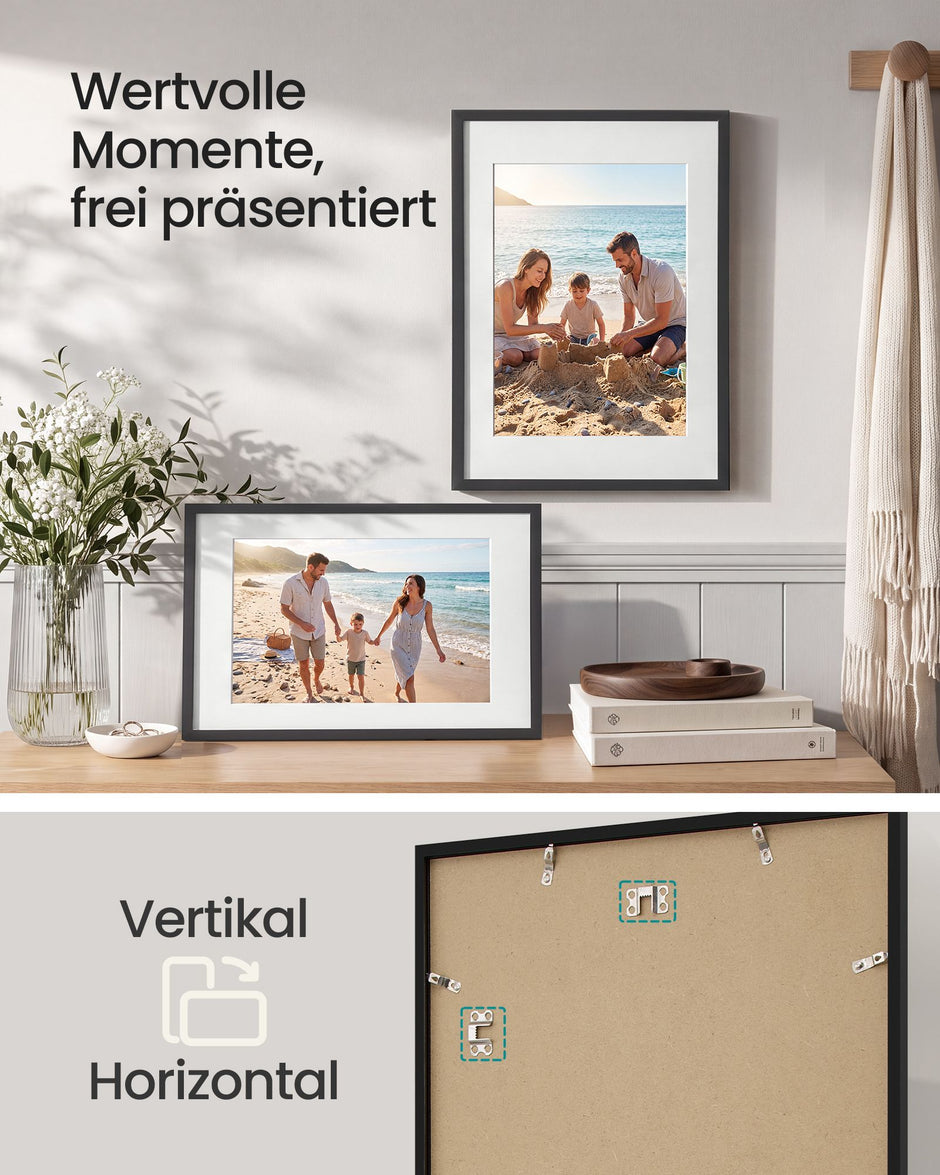 Fotolijst – 40 x 60 cm – Met Sporloze Wandhaken – Ophangen of Neerzetten – Zwart