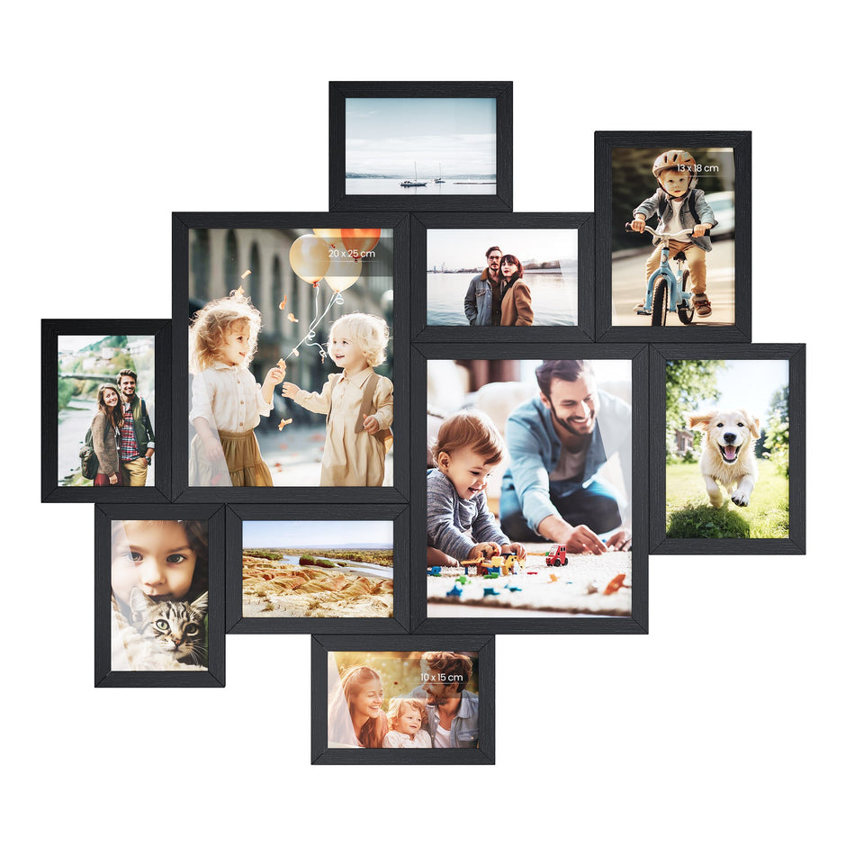Fotolijsten - Set van 10 - Diverse Maten - PVC - Zwart