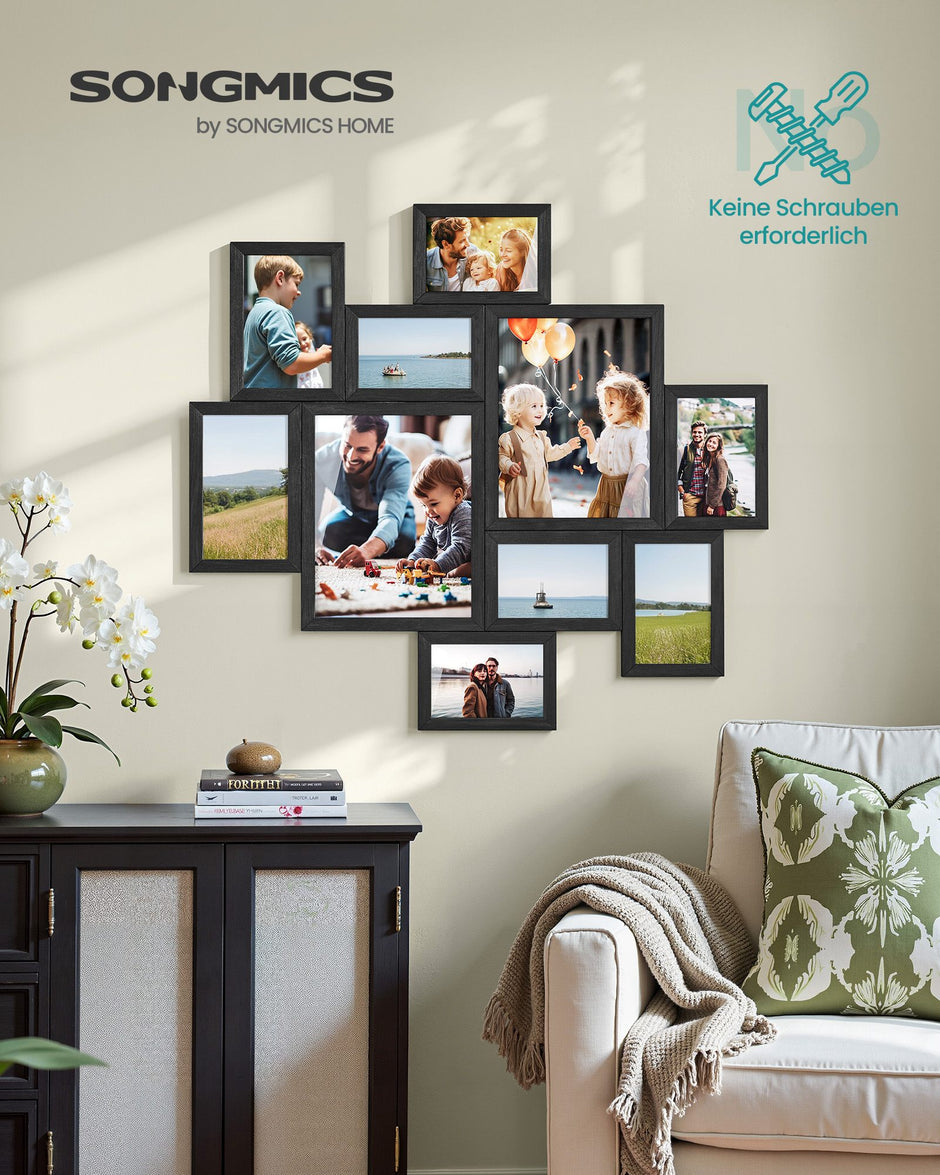 Fotolijsten - Set van 10 - Diverse Maten - PVC - Zwart