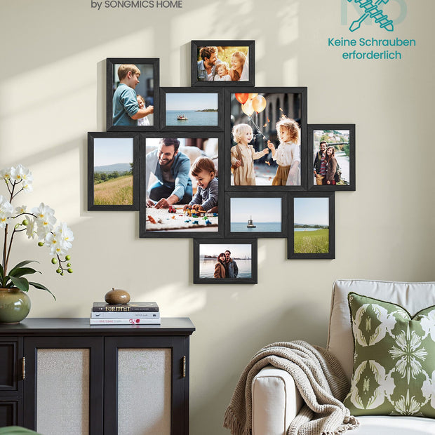 Fotolijsten - Set van 10 - Diverse Maten - PVC - Zwart
