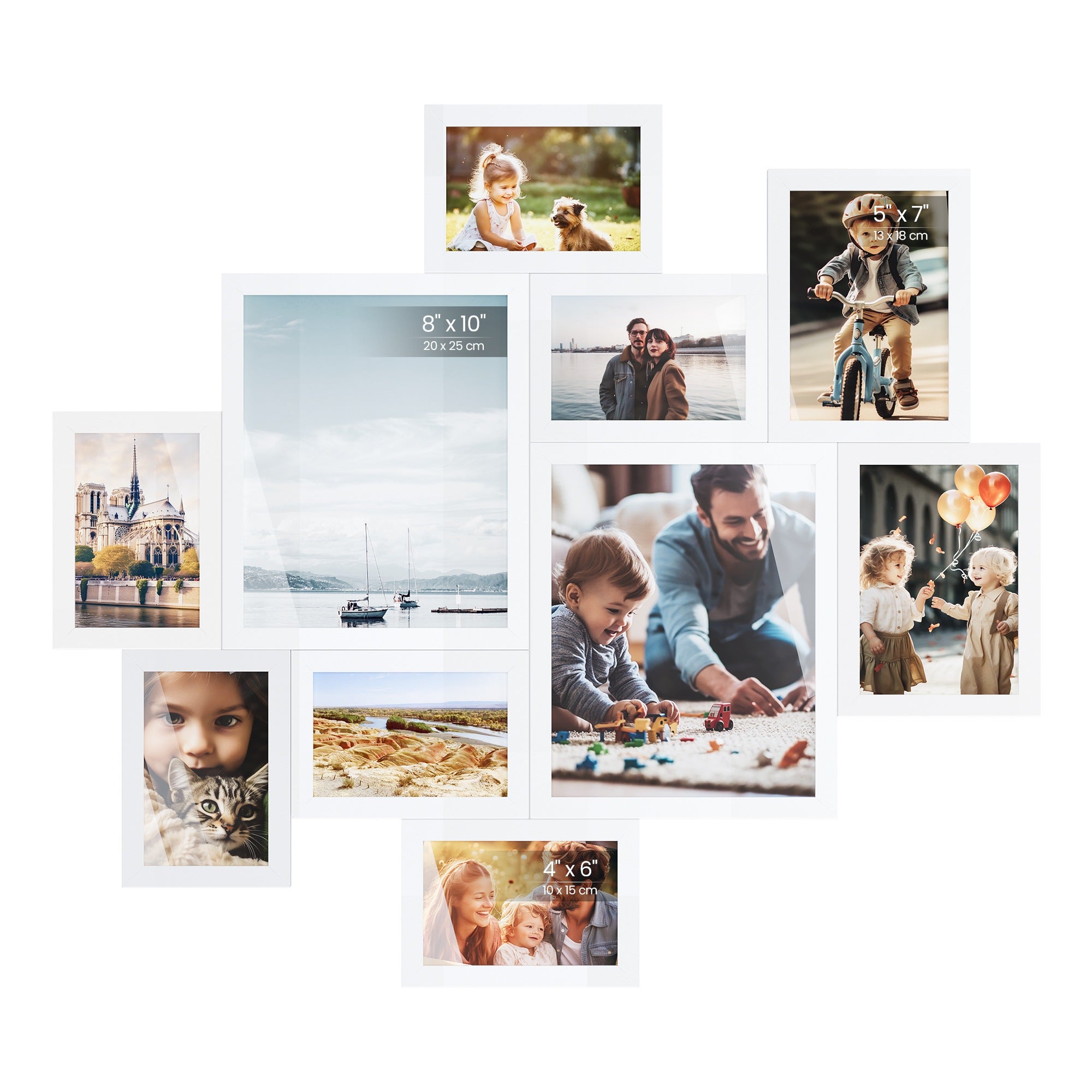 Fotolijsten - Set van 10 - Diverse Maten - PVC - Wit