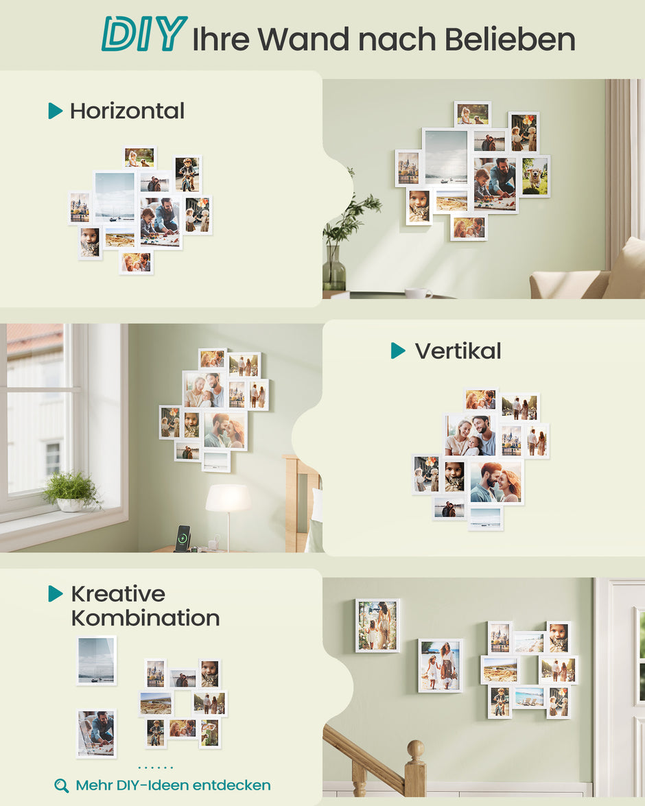 Fotolijsten - Set van 10 - Diverse Maten - PVC - Wit