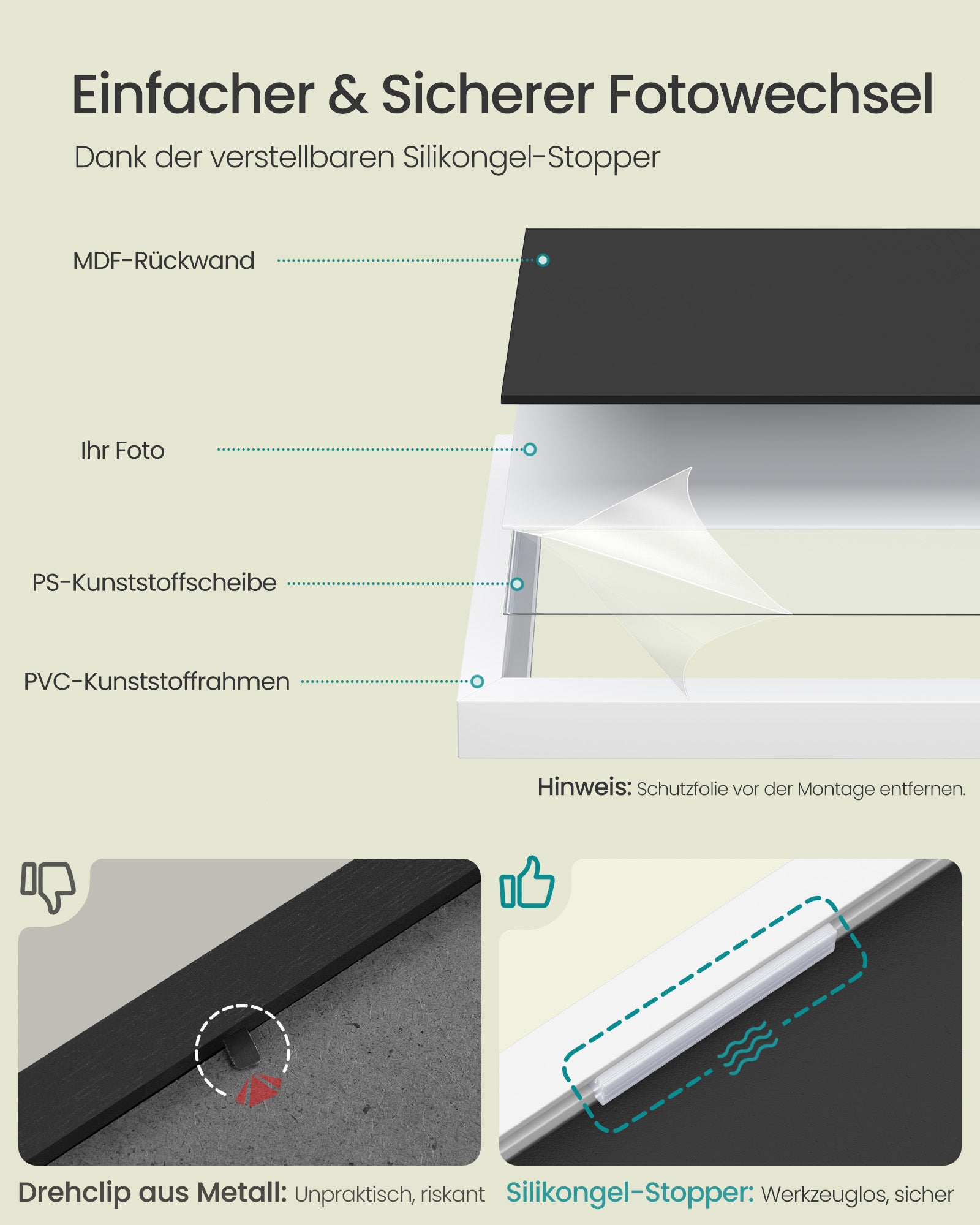 Fotolijsten - Set van 10 - Diverse Maten - PVC - Wit