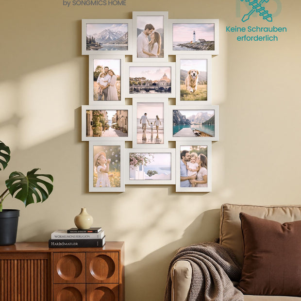 Fotolijsten Set – Groot – Gereedschapsloos Ophangen of Neerzetten – 10 x 15 cm – Wit