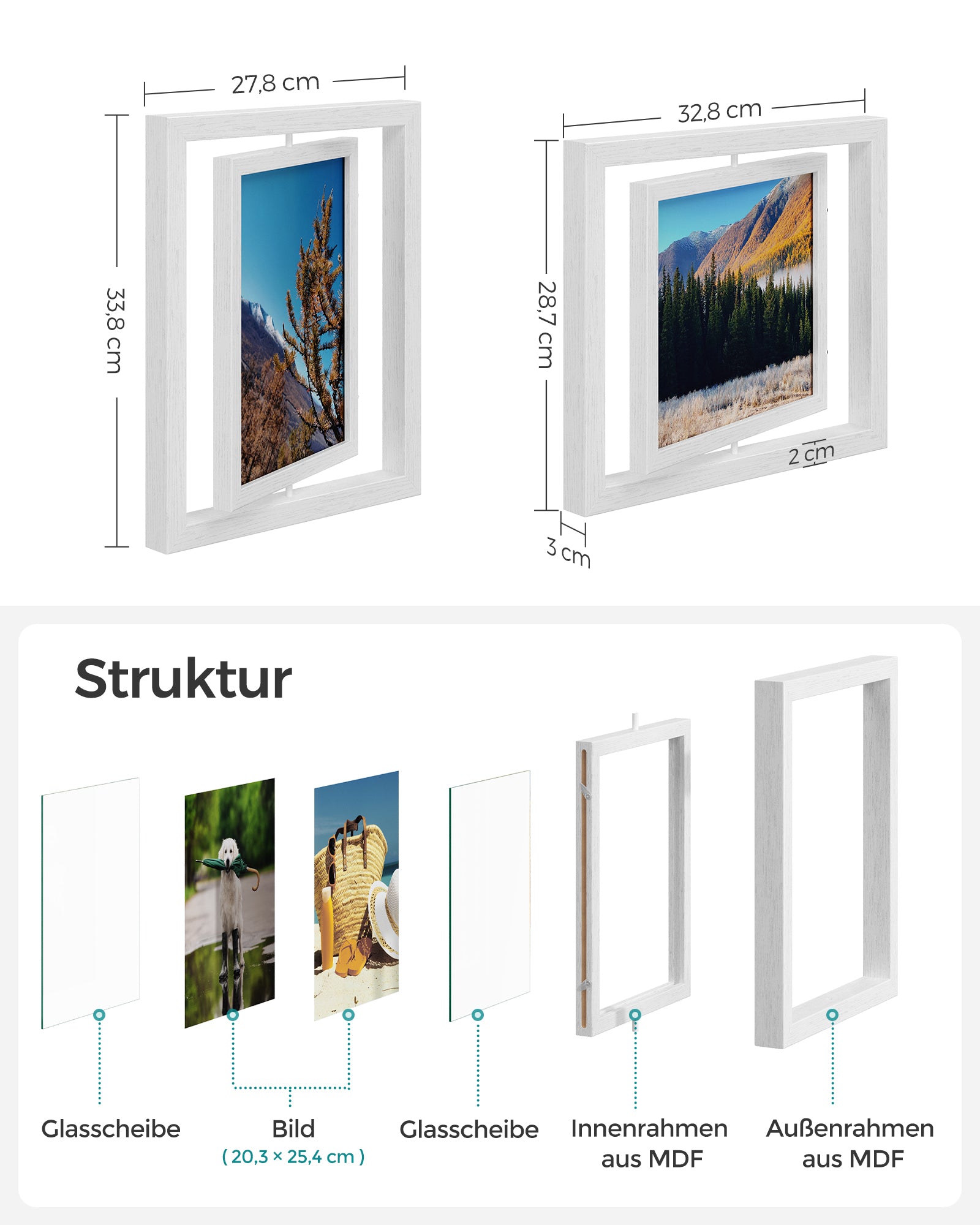 Fotorramuppsättning - 10 stycken - roterande - 20,3 x 25,4 cm (8 x 10 tum)