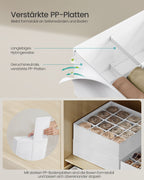 Underkläderarrangör uppsättning av 4 med 80 företag Cream White