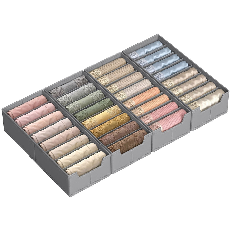Lade-organizers – Set van 6 – Opvouwbaar – Met Vakjes – 40 x 17 – Duifgrijs