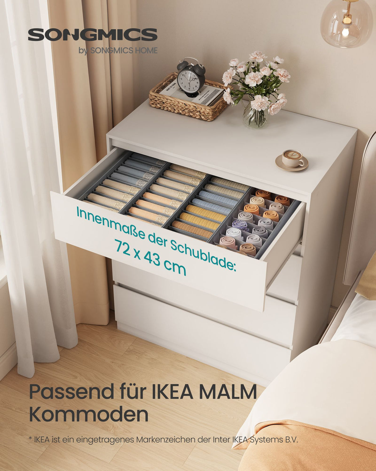 Lade-organizers – Set van 6 – Opvouwbaar – Met Vakjes – 40 x 17 – Duifgrijs