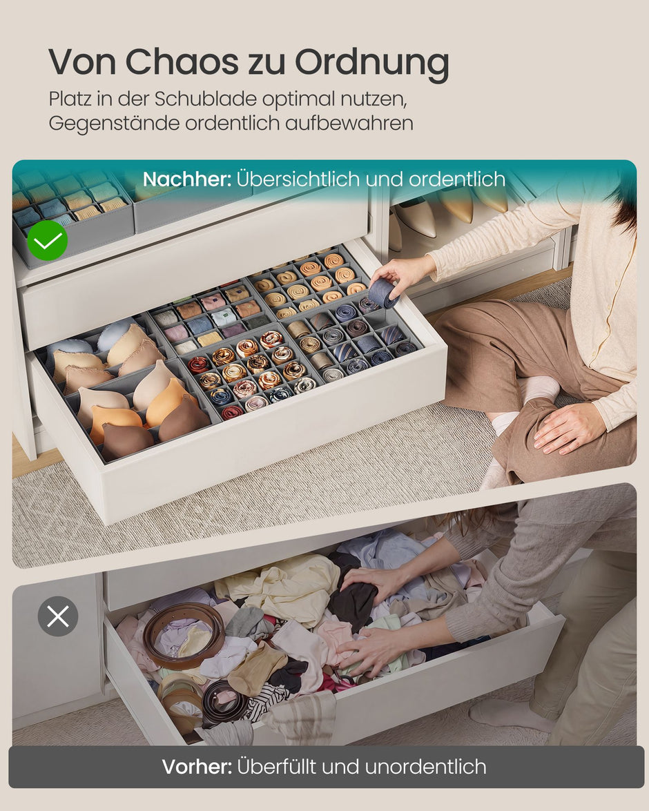 Lade-organizer - Opvouwbaar - Set van Meerdere Boxen - Duifgrijs - 28 x 26 x 10 cm