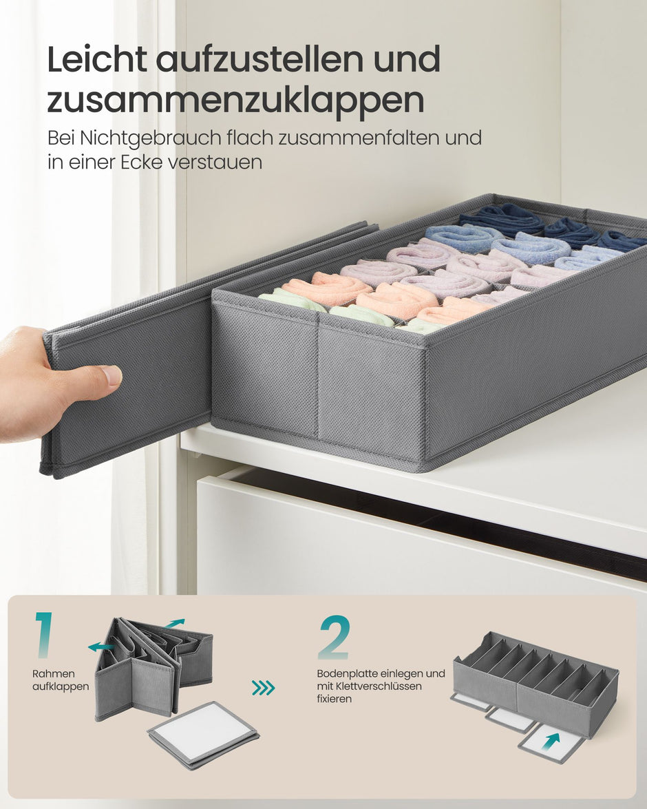 Lade-organizer - Opvouwbaar - Set van Meerdere Boxen - Duifgrijs - 19 x 41 x 10 cm