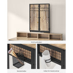 Make -Up Table - toalettbord - kosmetiskt bord - 3 lådor - med spegel och avföring - brun svart