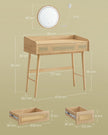 Sminkbord med spegel och lådor – Boho Style – Ek Beige