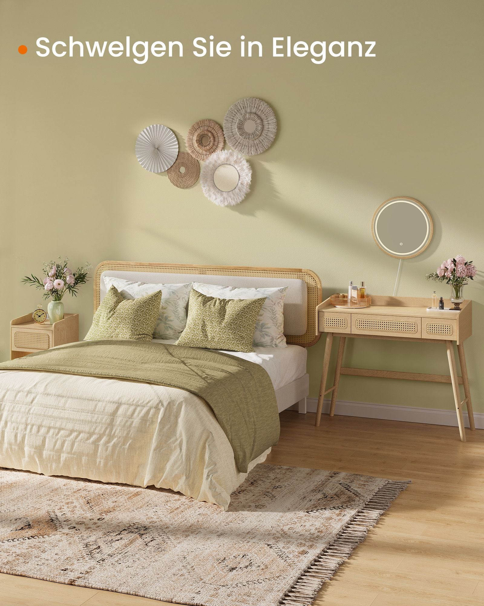 Sminkbord med spegel och lådor – Boho Style – Ek Beige