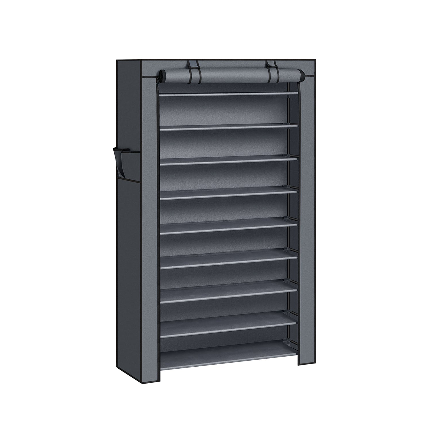 Skoställ – 10 nivåer – med lock – svart