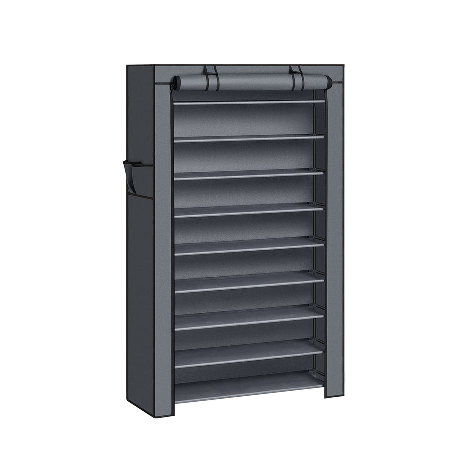 Skoställ – 10 nivåer – med lock – svart