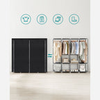 LINEN CUPBORD - Tyggarderob - 45 x 170 x 167 cm - med hyllor - svart