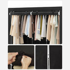 LINEN CUPBORD - Tyggarderob - 45 x 170 x 167 cm - med hyllor - svart